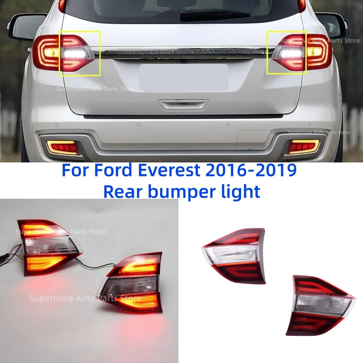 For Ford Everest 2016-2019 Rear bumper light LED Rear fog lamp Turn signal Driving light Brake light Reverse lights Modification