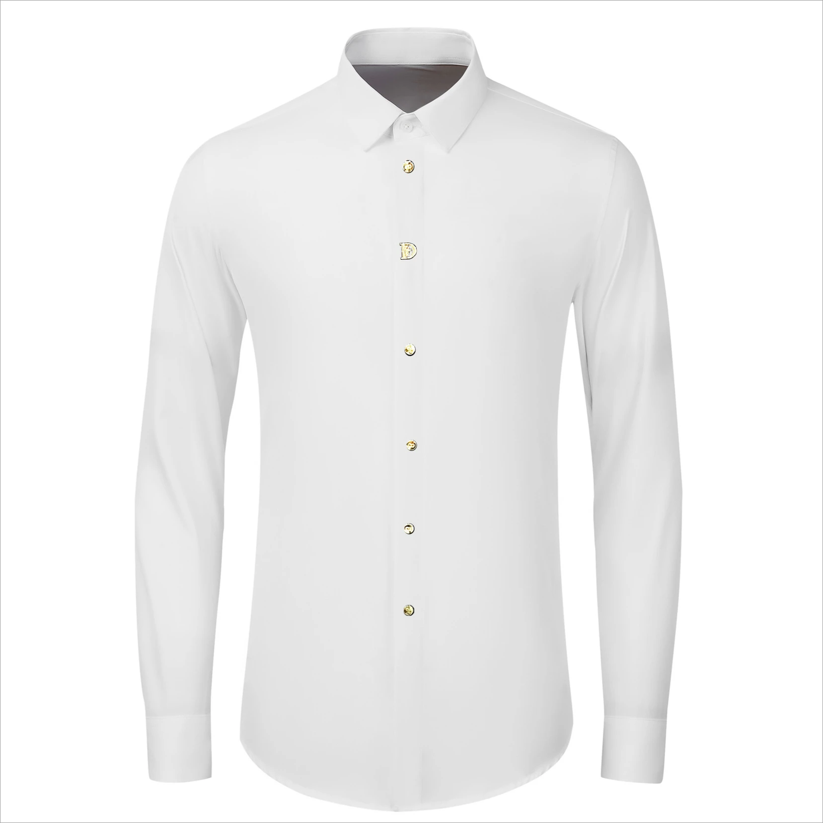 

High End Rivet Letter Decoration Shirt Men Luxury Casual Business Dress Shirts Social Banquet Party Star Stage Performance Shirt