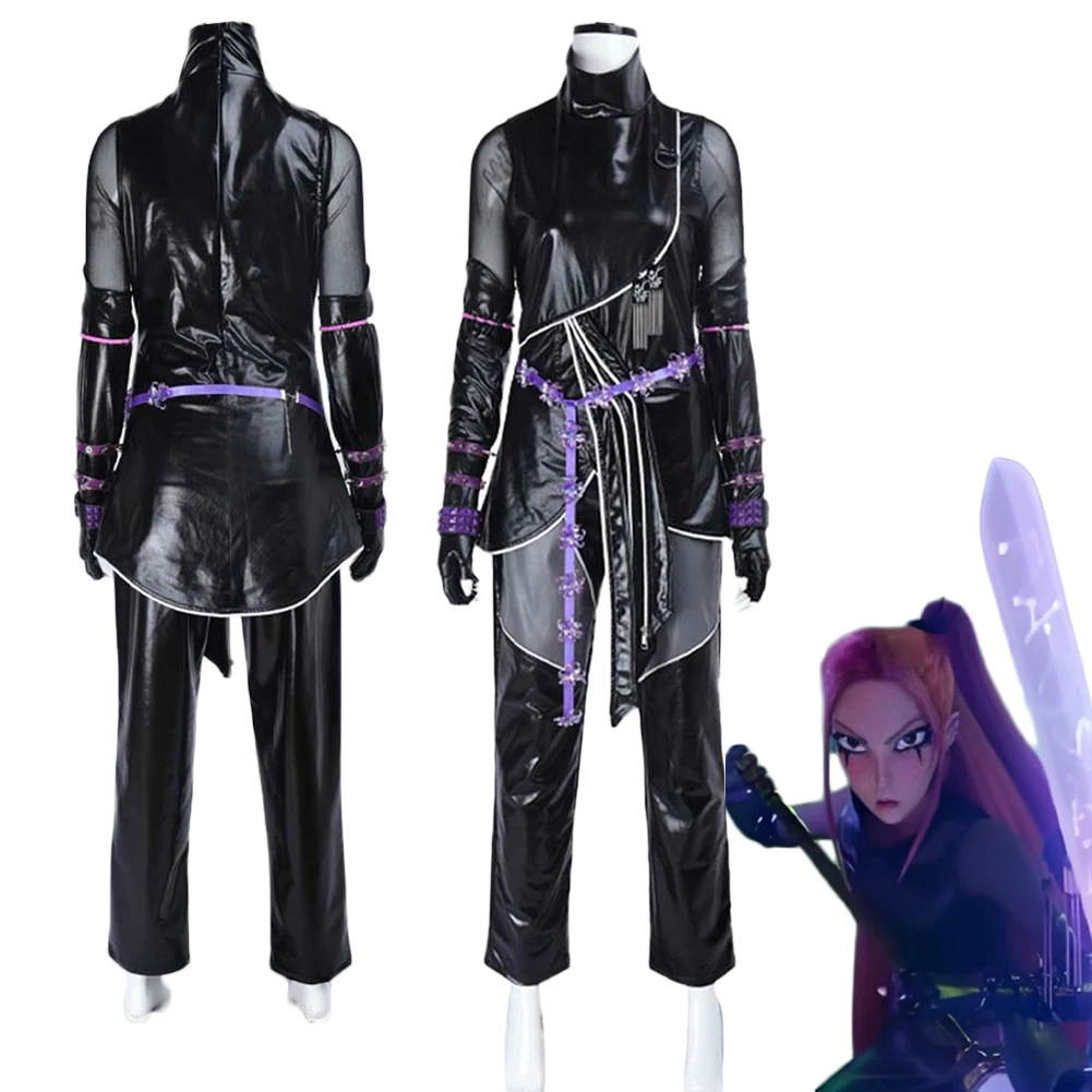 

Охотник на демонов KPop Mira, черный комбинезон для косплея, боевой костюм с поясом, костюм для взрослых женщин, маскировка на Хэллоуин, карнавальная вечеринка