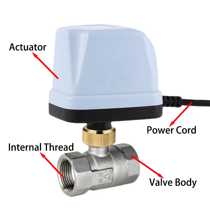 AC220V DC12V-24V Electric Thread 304 Stainless Steel Ball Valve 2-control 3-wire Solenoid Water Valve Actuator, DN15~DN50 view 4