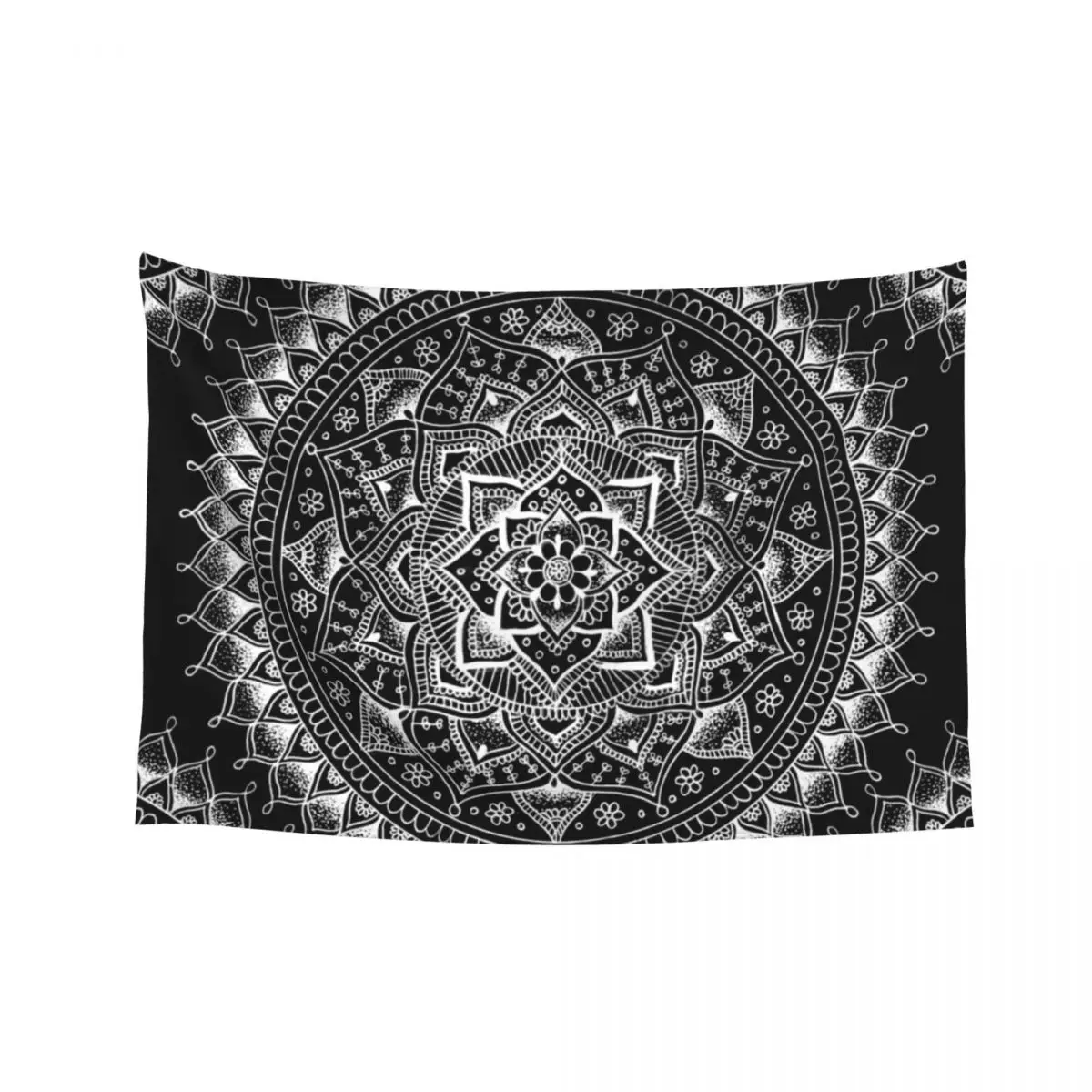 

White Flower Mandala on Black Tapestry Home Decoration Accessories House Decoration Bathroom Decor Tapestry