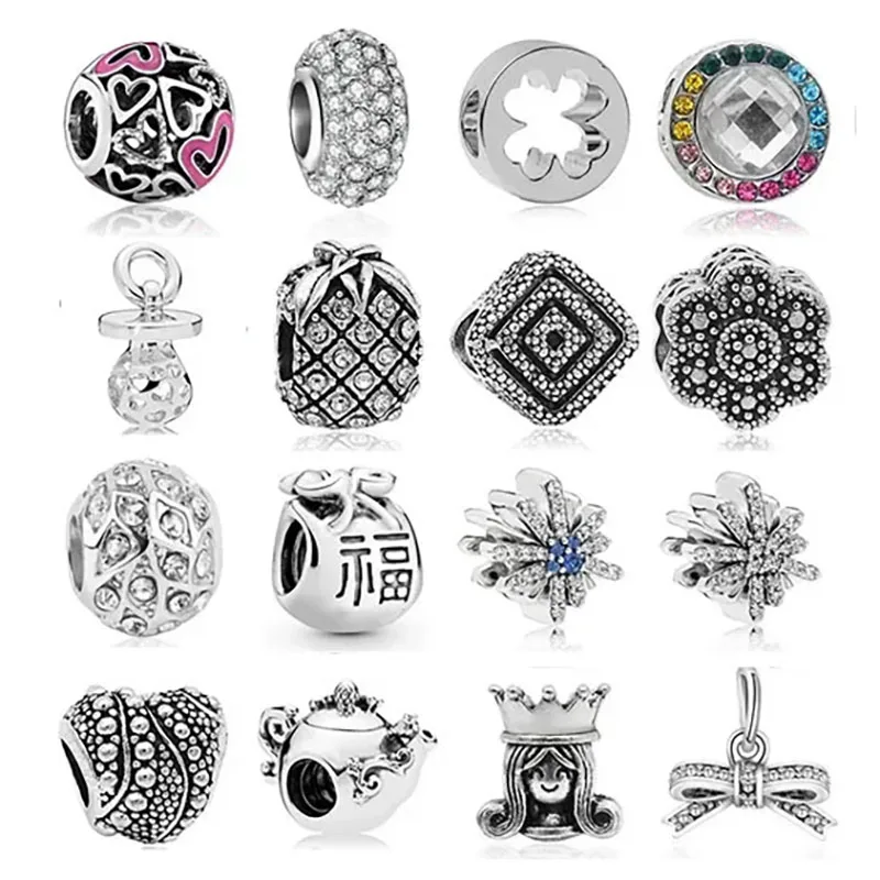 New Silver Color Nipple Love Anchor Clock Flower Bead Pendants Fits European  Charm Women Bracelets Jewelry Accessories