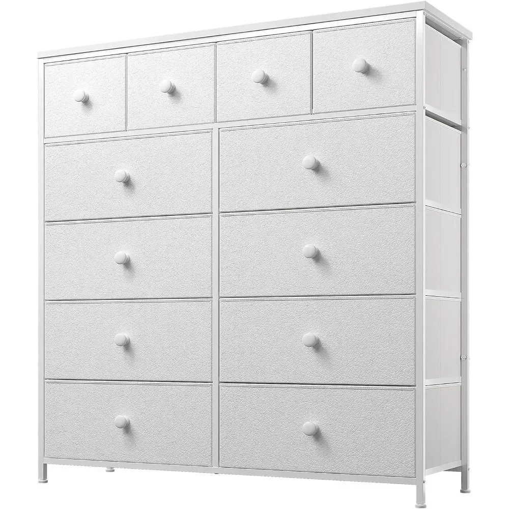 Bedroom white dressing table with 12 drawers, high comb and drawer cabinet, and closet