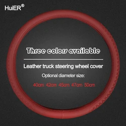 New Embossed True Leather Truck Buses Van Steering Wheel Cover For 40 42 45 47 50CM Braid on Steering-Wheel Non-slip