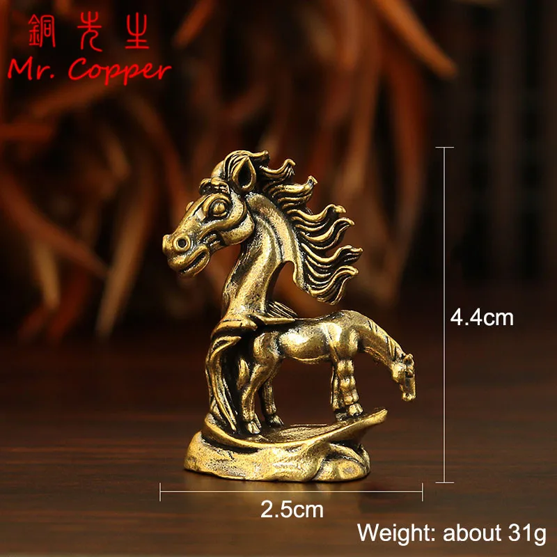 مجردة النحاس مزدوجة الحصان تمثال سطح المكتب زخرفة خمر الحيوان تمثال صغير المشهد الصغير زينة الحرف الملحقات