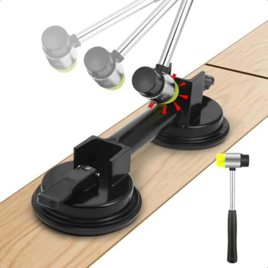 New Floor Gap Fixer Tool Includes Enhanced Suction Cup with Hammer Target and Rubber Mallet for Laminate Floor Gap Repair
