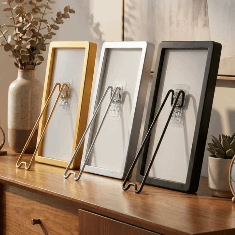 Stainless Steel Picture Frame Bracket Adjustable Strong Load-bearing Picture Display Holder Storage Bracket Self-Adhesive