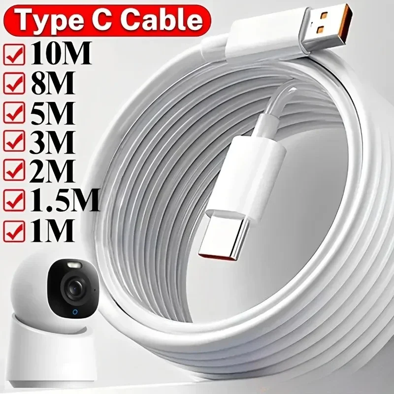 1Pcs Extention USB C Charging Cables Extra Long Type C Charger Data Wire Cord for Samsung Xiaomi Camera Laptop 10M/8M/5M/0.3M