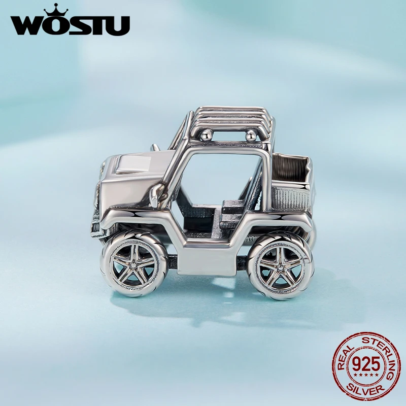 WOSTU 925 فضة سيارة سحر على الطرق الوعرة المركبات قلادة دراجة قطار خمر صالح للنساء الصبي سوار DIY غرامة مجوهرات
