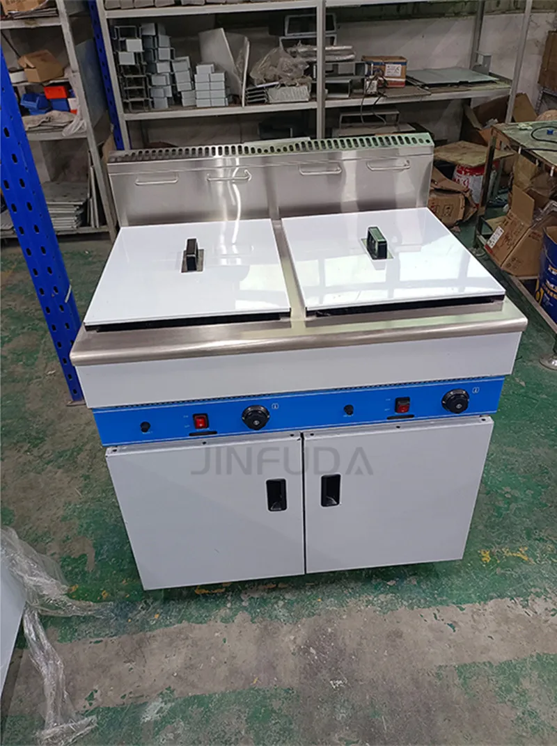Wholesale Stainless Steel Commercial Kitchen Equipment European Industrial Counter 2 Tanks 4 Baskets Liquefied Gas Deep Fryer