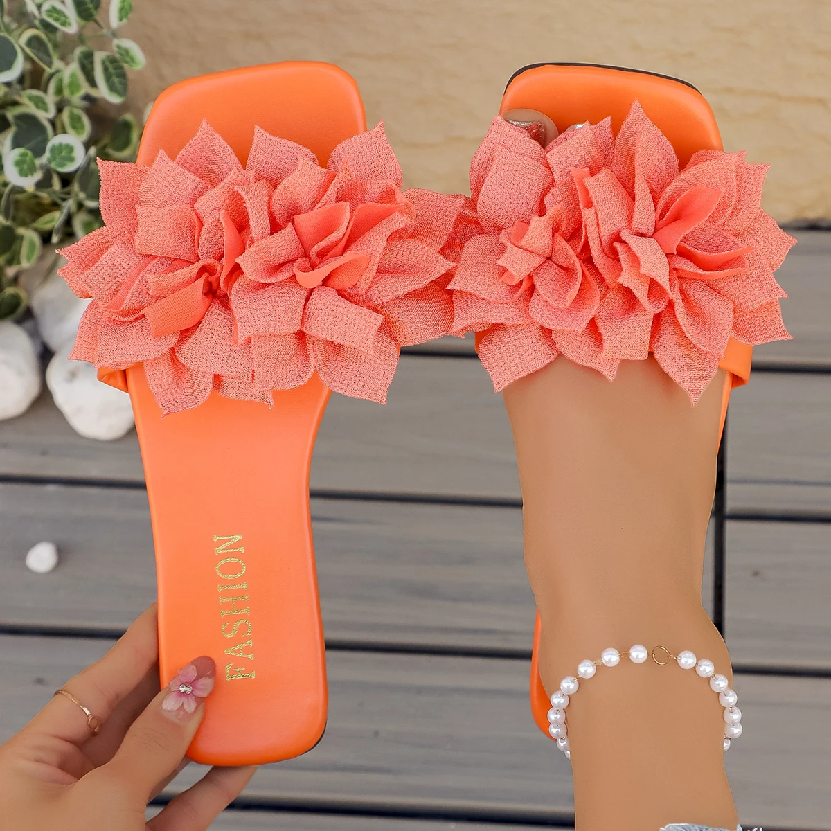 Women Flower Slippers Home Slides Women Lightweight Walking Shoes Female Summer Fashion Dress Sandals Outdoor Shallow Slippers