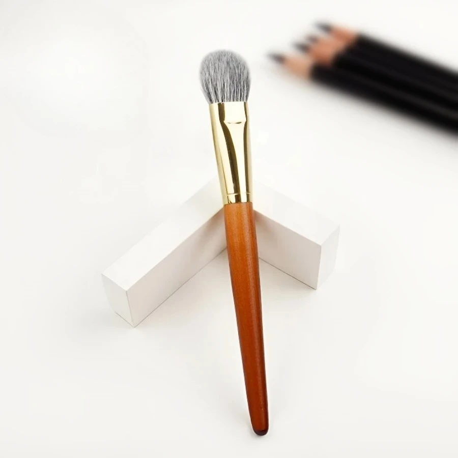 Brocha para colorete, resaltador, sombra de cara, brochas de maquillaje, colorete de cabra Natural, herramientas cosméticas esenciales