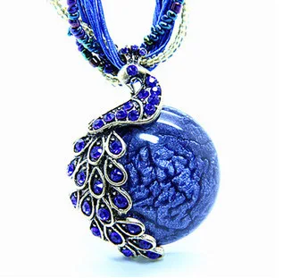 Hot Fashion  Women crystal Necklace Retro Bohemian Phoenix Peacock Opal Eye Party Gift Jewelrty N1153