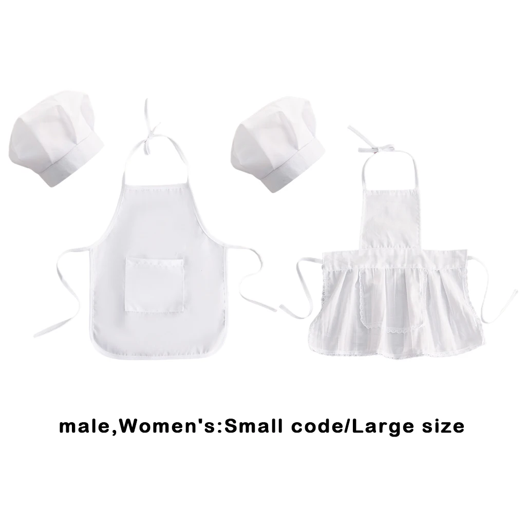 Baby Chef Apron Hat Costumes Chef Baby White Cute Cook Costume Newborn Fancy Photo Accessories Set Hat Apron for Girls Boy