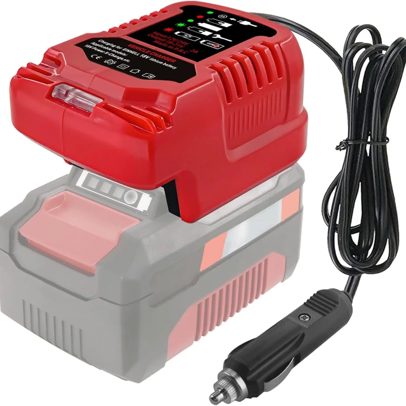 12V/24V Battery Charger for 18V Lithium-Ion Battery Charging with LED Indicator Cigarette Lighter Plug Car Charger