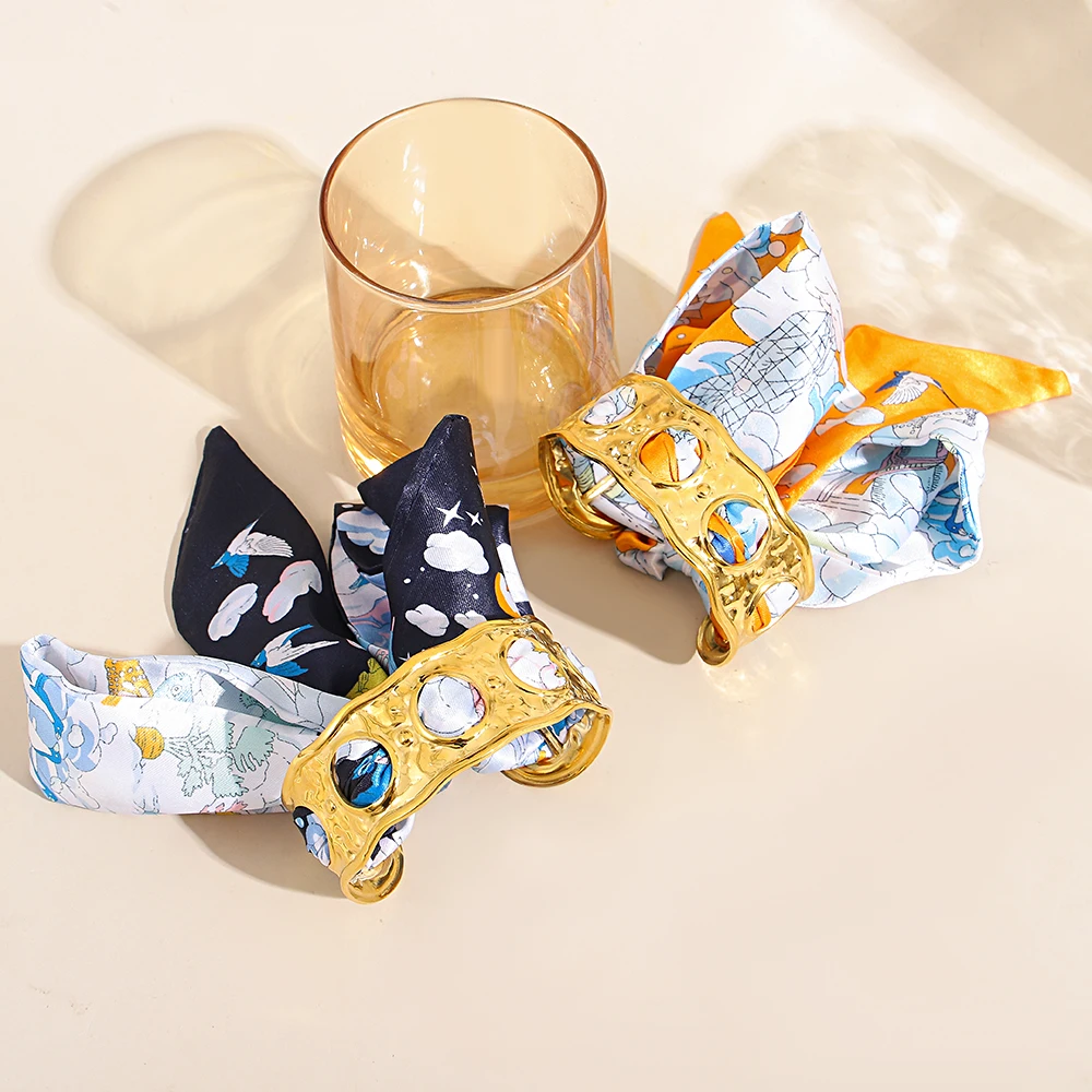 

Freetry Bohemian Orange Blue Scarf Ribbon Bowknot Charm Bracelet for Women Elegant Stainless Steel Wavy Open Wide Bangle Gift