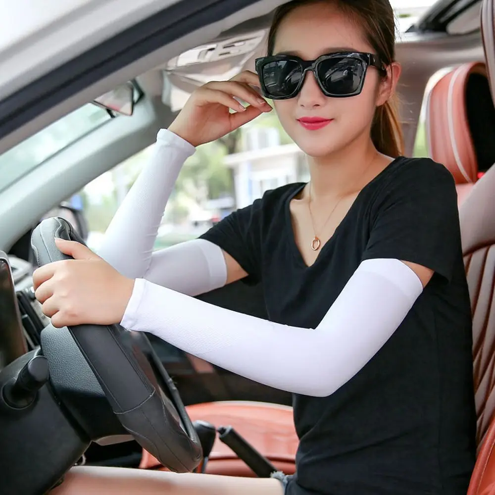 Fingerless Driving Sleeve Sunscreen Anti UV Ice  Arm Warmers Women Sunscreen Sleeves Women Arm Sleeves Sun Protection Sleeves