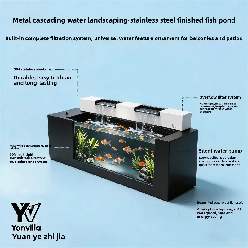 BJ-2 Yuanyo Home Courtyard Balcony Stainless Steel Fish Pond Ornament Integrated Free Assembly