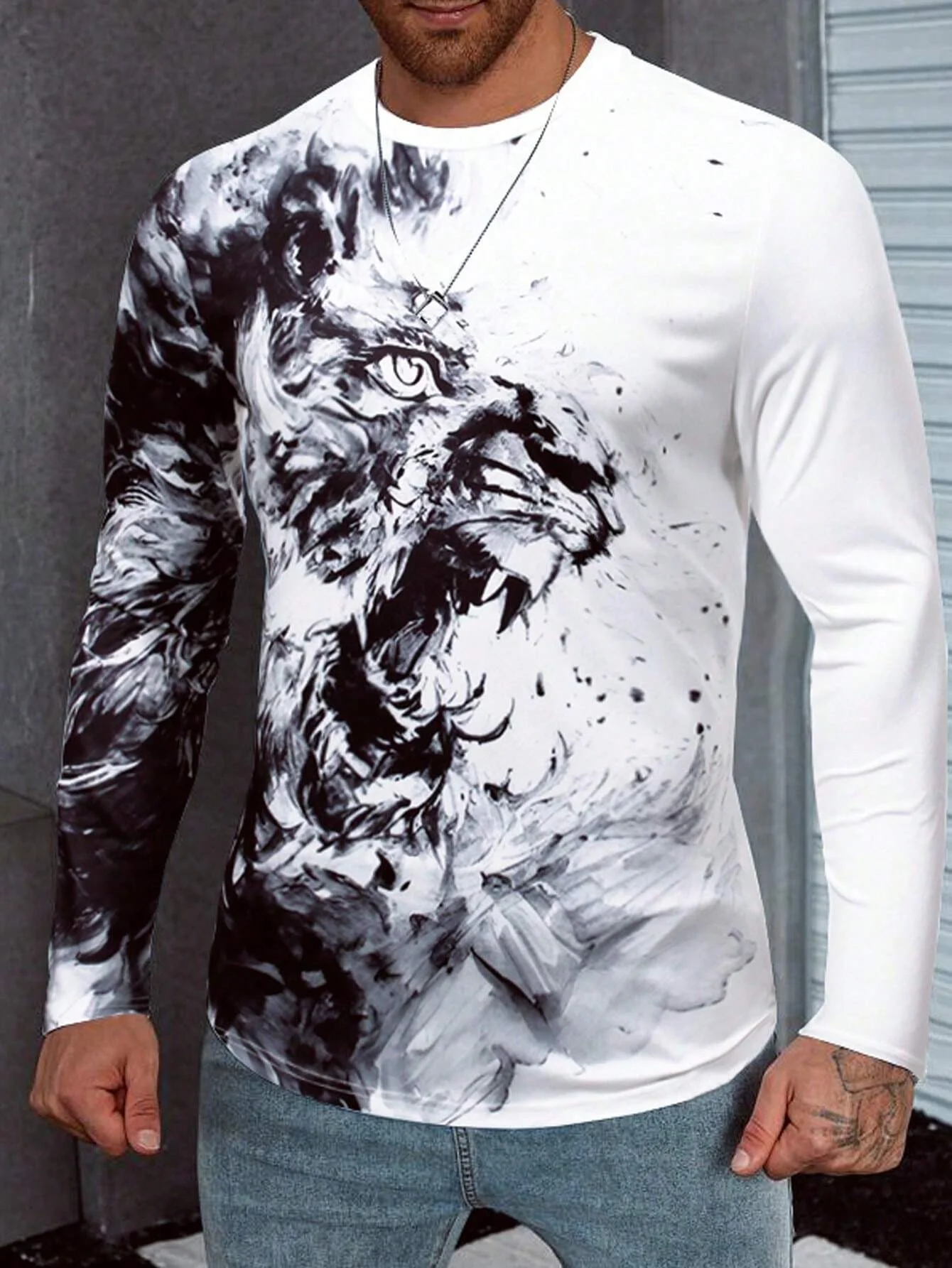 Men's Long T-Shirt 3D Lion Printed Tops Summer Fashion Unisex Tee Short Sleeve O-Neck Oversized T Shirt New Casual Holiday Tops