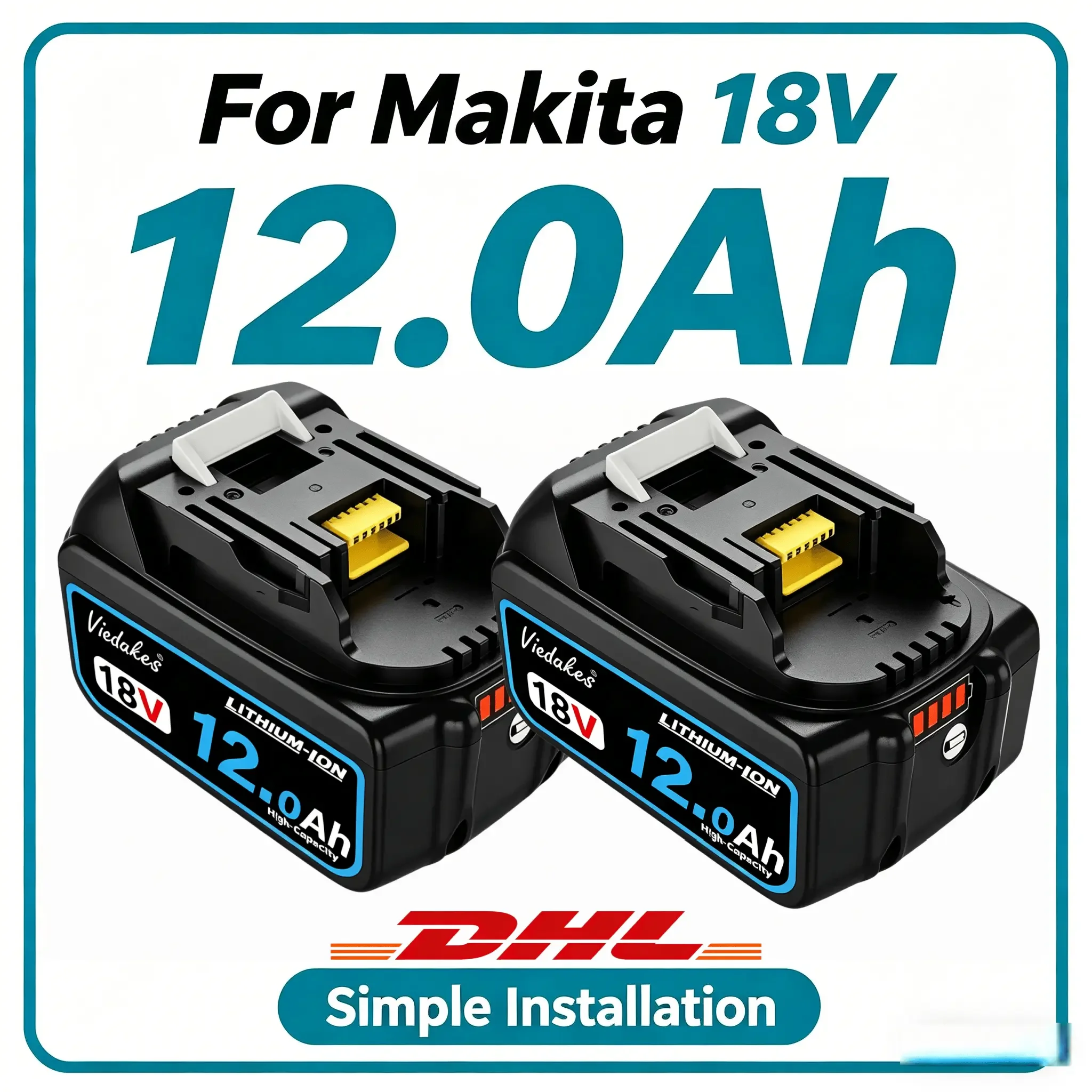 

For Makita 18V 8000mAh Battery Compatible with BL1860B BL1850 Suit for DTW285 High Torque Impact Wrench Replacement Battery