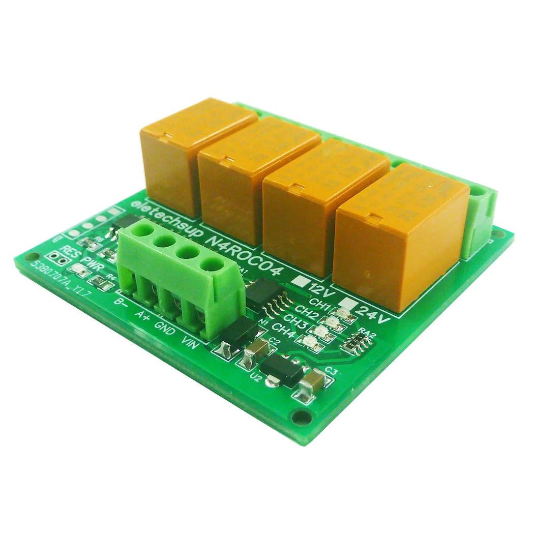 مايكرو 4 قناة Modbus RTU وحدة التتابع تيار مستمر 12 فولت 24 فولت 3A 8 CMD RS485 PLC DIN لوحة السكك الحديدية لأتمتة المنزل