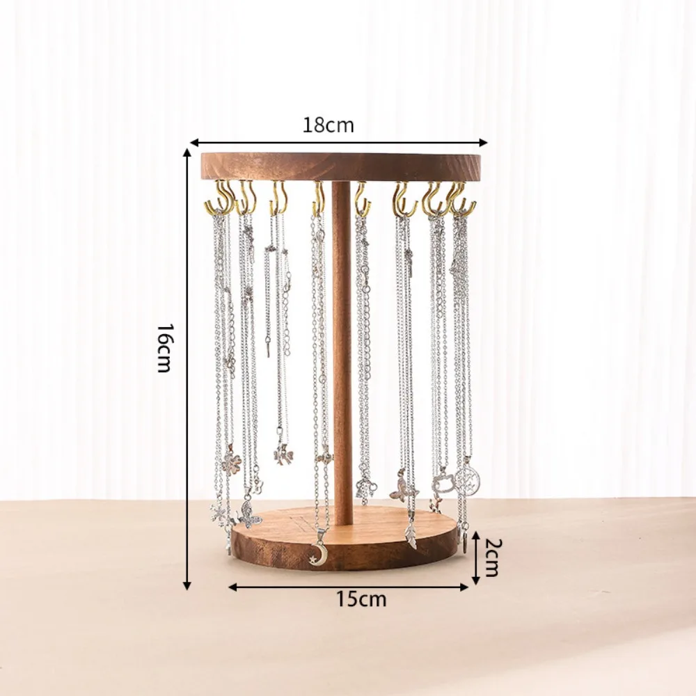 

Simple Wood Jewelry Display Stand Round Vertical Organizer Detachable Earrings Shelf Jewelry