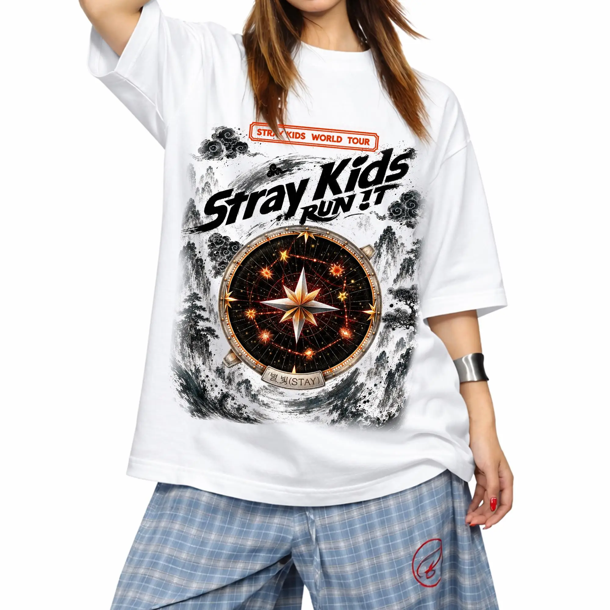 Stray Kids 2026 World Tour Run It T-shirt Men and Women Summer 100 Cotton Y2K Shirts Fashion Short Sleeved Top Streetwear Unisex