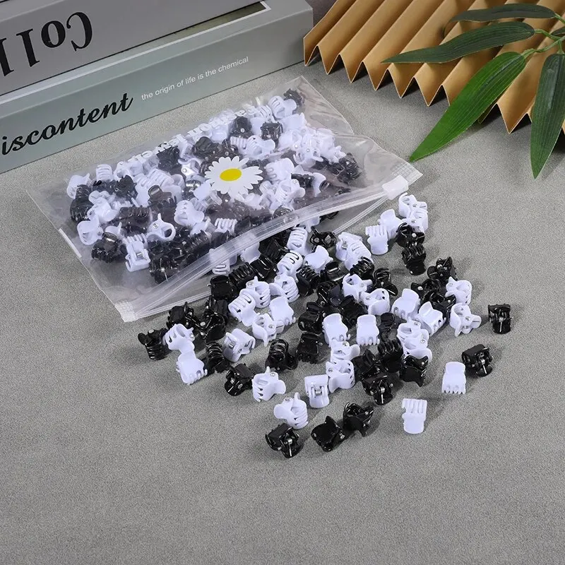 50Pcs Small Hair Claw Clips for Women Girls Korean Simple Mini Black Transparent Plastic Clips Hairpin Kids Hair Accessories