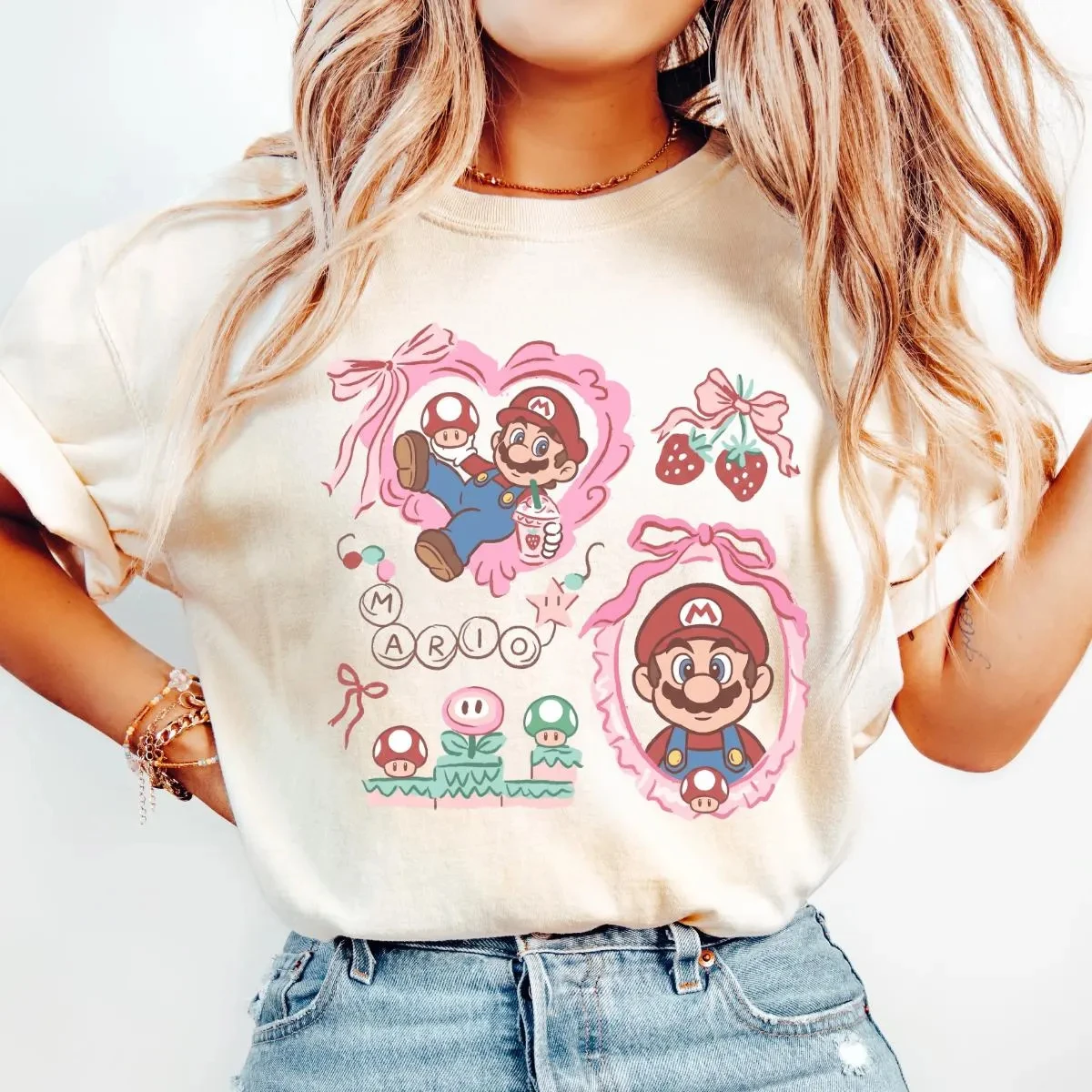 The Super Mario Galaxy Movie Characters T-shirt Men Women Summer Cotton Y2K Clothing Fashion Casual Short Sleeve Tops Streetwear