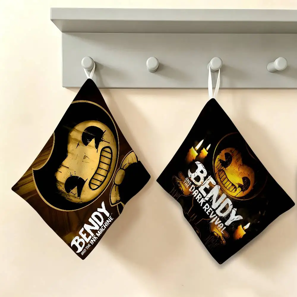 B-Bendy and the I-Ink M-Machine Cute Hanging Style Hand Wiping Towel, Polyester Cotton, Anti-fade for Indoor Kitchen Living Room