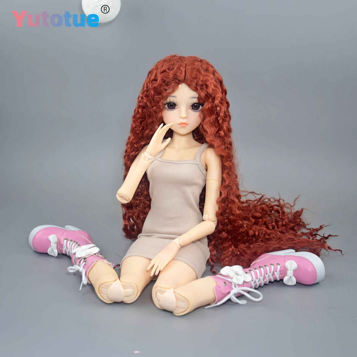 Lalka YUTOTUE o wysokości 60 cm, długa kręcona peruka, sukienka, buty, pełny zestaw, lalka BJD 1/3, realistyczna zabawka.