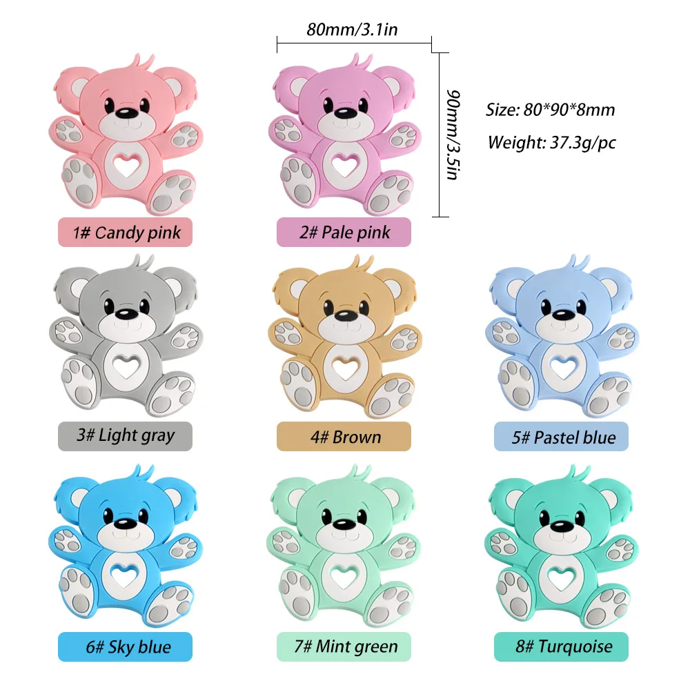 1PC 베이비 푸드 그라드 안전 실리콘 동물 Teether 젖꼭지 체인 DIY 액세서리 유아 씹는 젖니가 남 장난감 Kawaii 선물