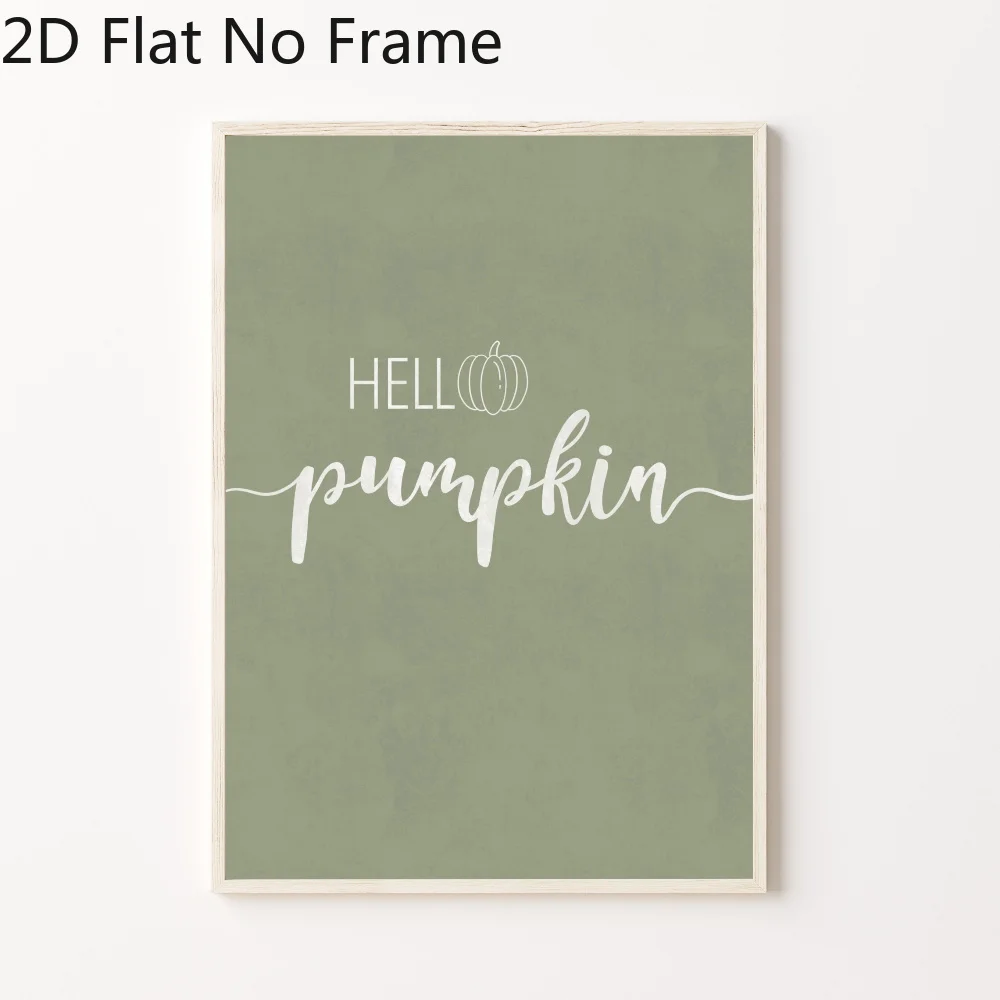 2D Flat, 2D Flat Hello Pumpkin Modern Canvas Painting  Art Fall Sayings Rustic Fall Print Sage Green Fall Decor Autumn Print