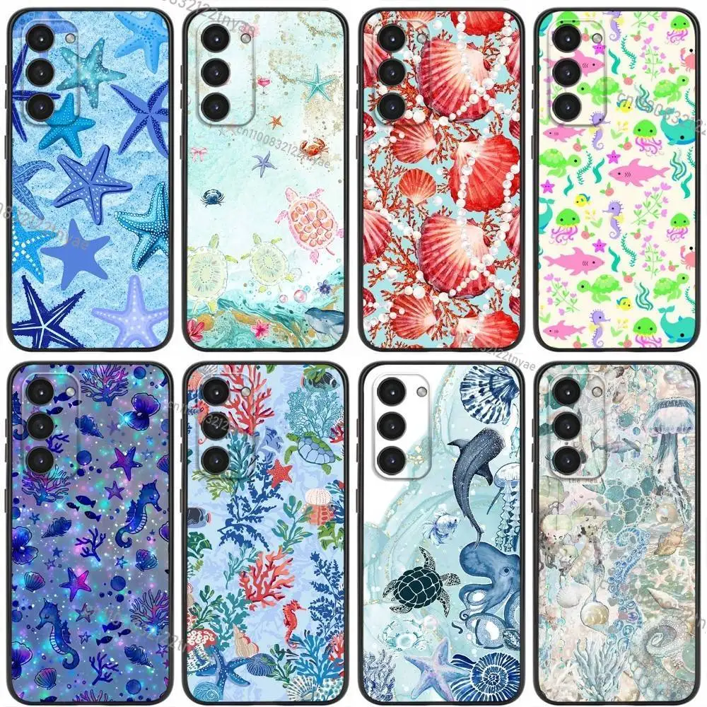 

Cool Turtle Seaside Pattern Phone Case For Samsung Galaxy A20,21s,22,31,32,52,53,72,73,80,91 Soft Liquid Silicone Black Cover