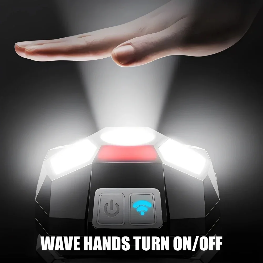 Smart Motion Sensor COB+LED Headlamp Portable Lightweight Induction Headlight USB Rechargeable Head Lamp Waterproof Head Torch