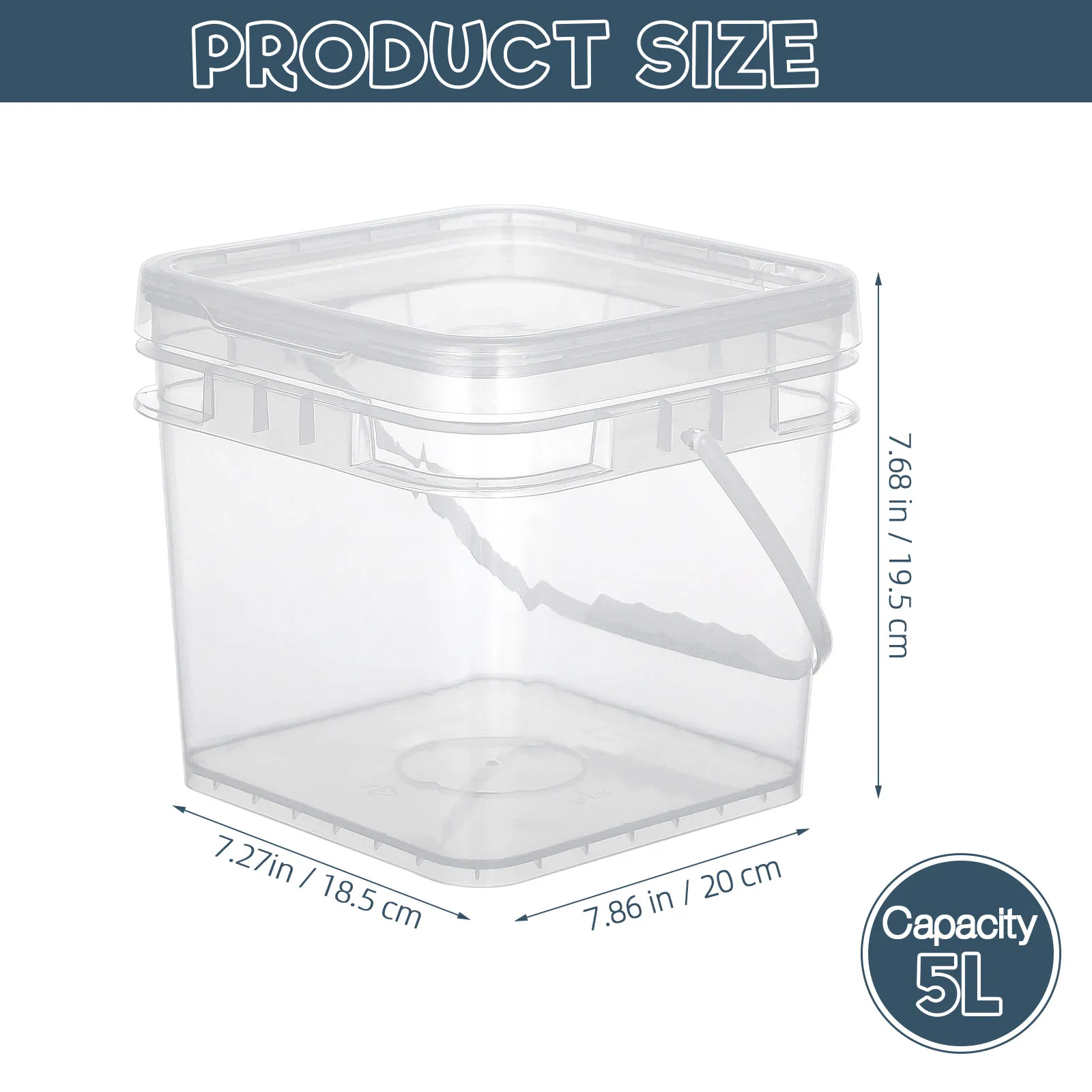 5L Square Plastic Paint Bucket Transparent Leakproof Storage Container for Coatings Sealants Pigments Artistic Paints Food