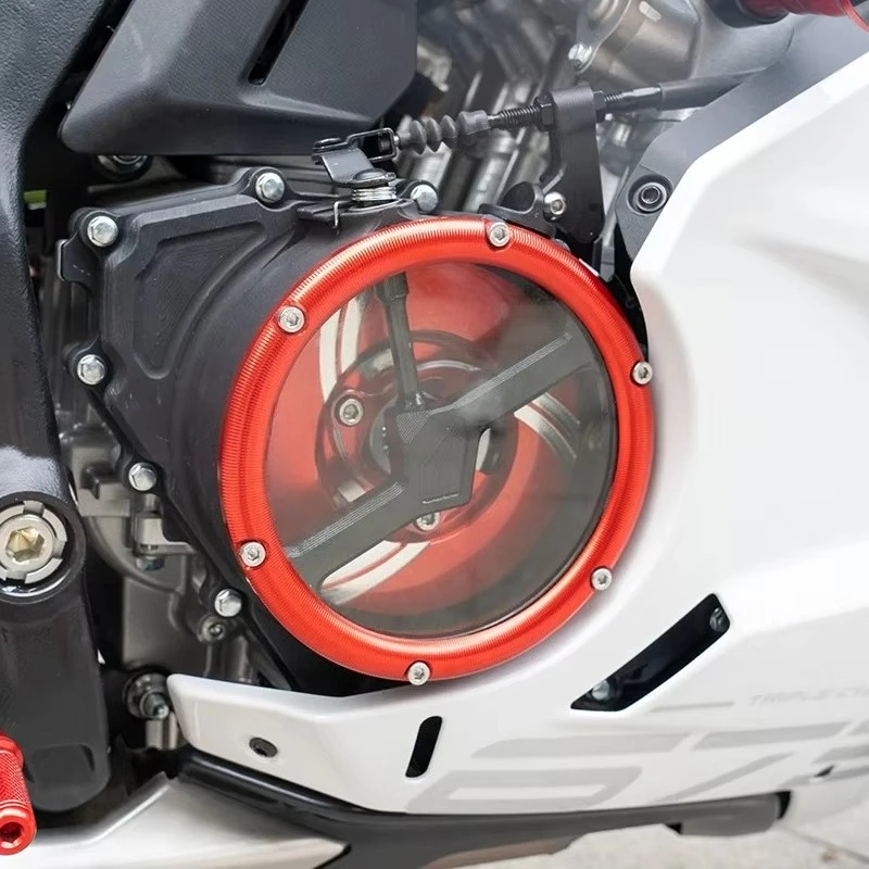 For CFMOTO 675SR 675SR-R 675NK Motorcycle CNC Clear Clutch Cover, Engine Transparent Side Guard Protector