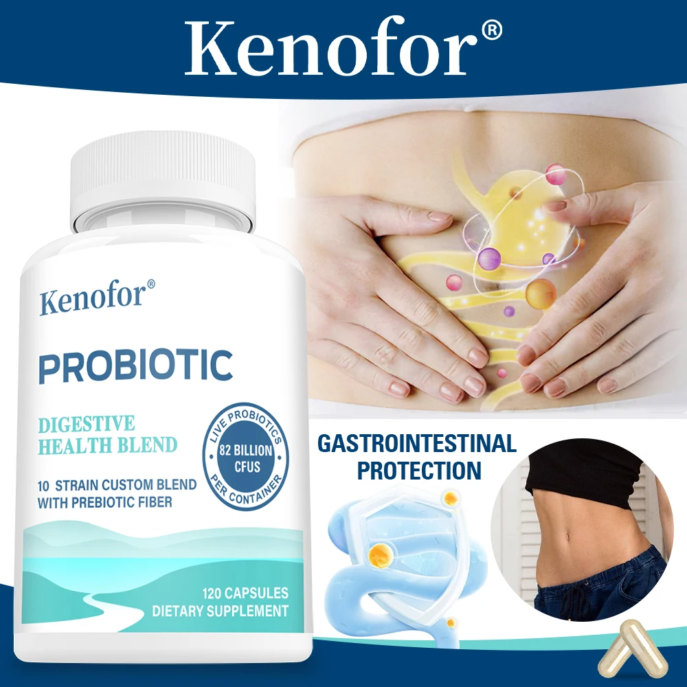

Probiotic Complex Capsules - CFUs + Prebiotics & Digestive Enzymes, Gut Health & Weight Support, Non-GMO Vegan Supplement