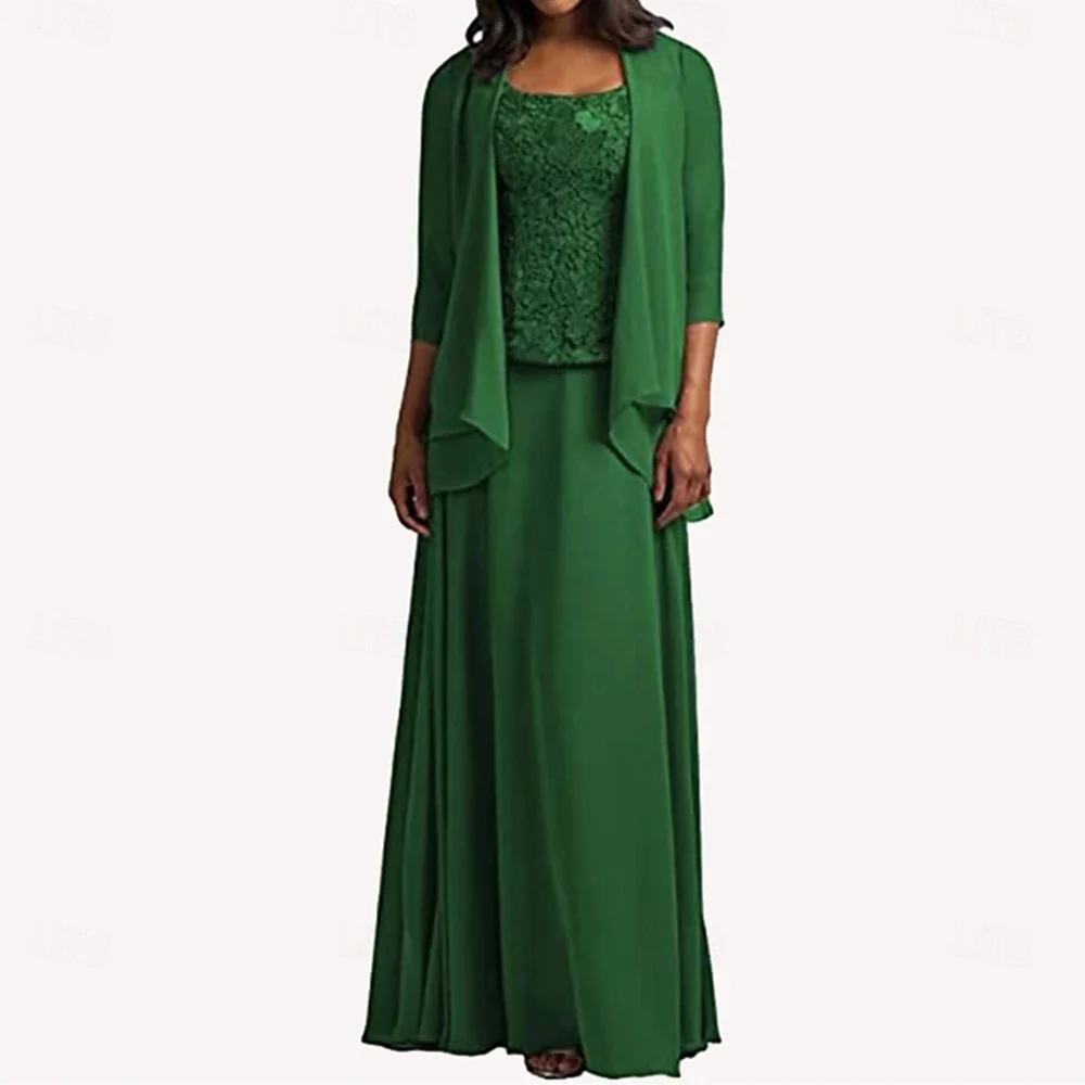 

Customized 3 Pieces Mother of the Bride Dresses with Jacket Chiffon Floor-Length A-Line Wedding Guest Party Groom Dress 2025
