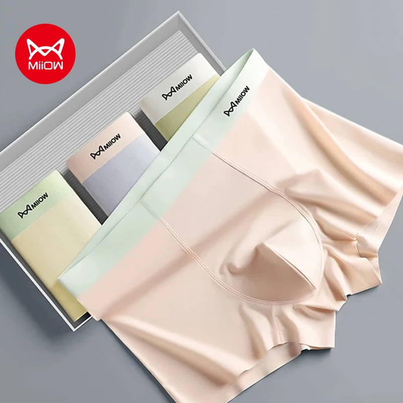

MiiOW, 4 шт., мужские боксеры из лиоцелла, 5А, антибактериальные мужские трусы с промежностью, мягкое дышащее мужское нижнее белье, мужские трусы-боксеры