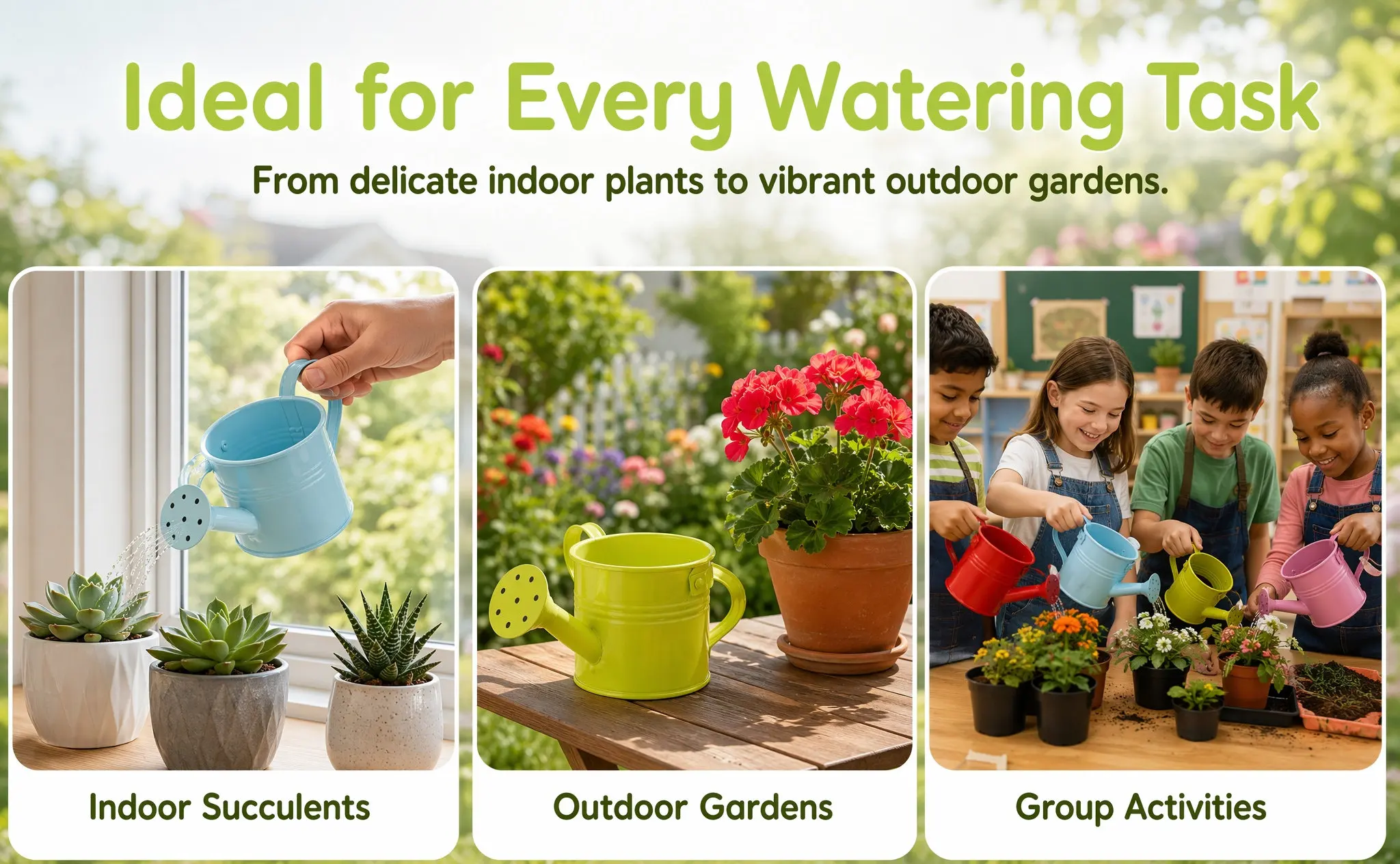 6Pcs Premium Iron Watering Can Light Easy Carry Gardening Tool for Indoor Outdoor Use Watering Pot for Succulents Air Plants