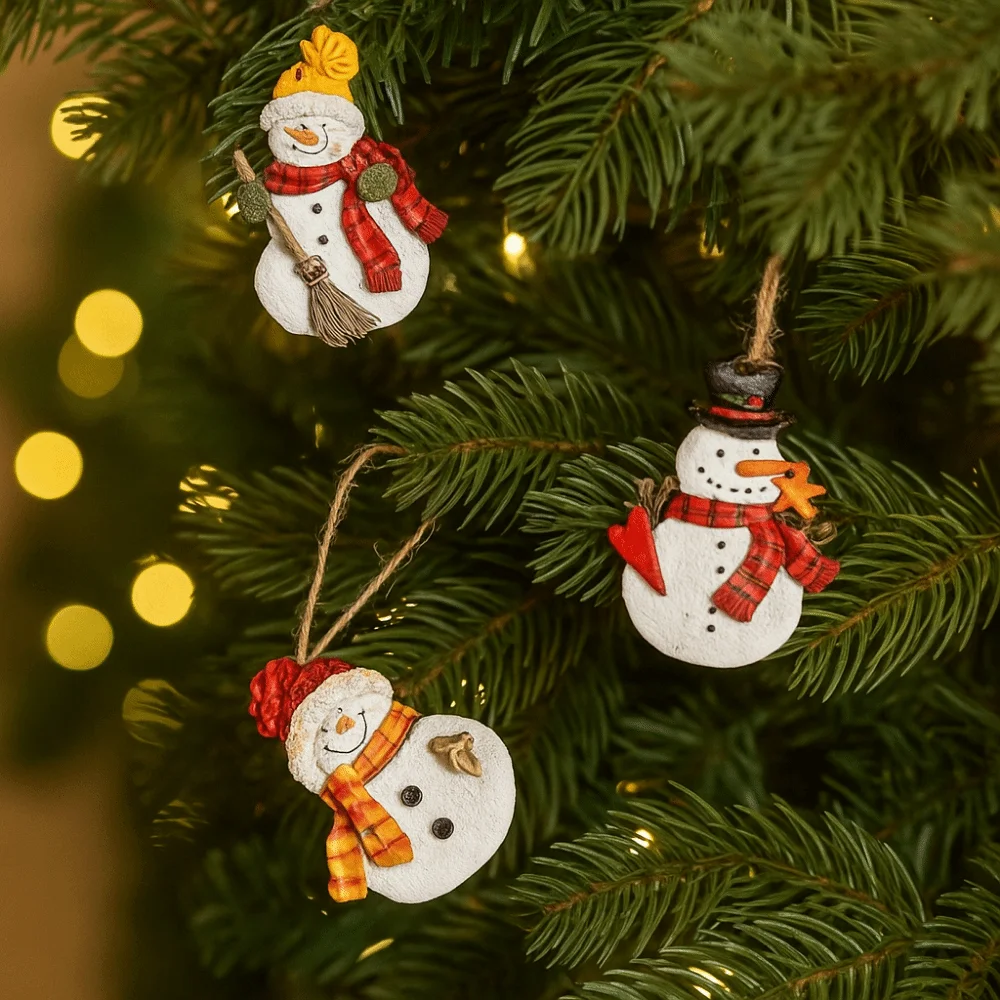 

Cartoon Christmas Hanging Ornaments Handmade DIY Craft Santa Claus Figurine Resin Snowman Pendant Home Decorations