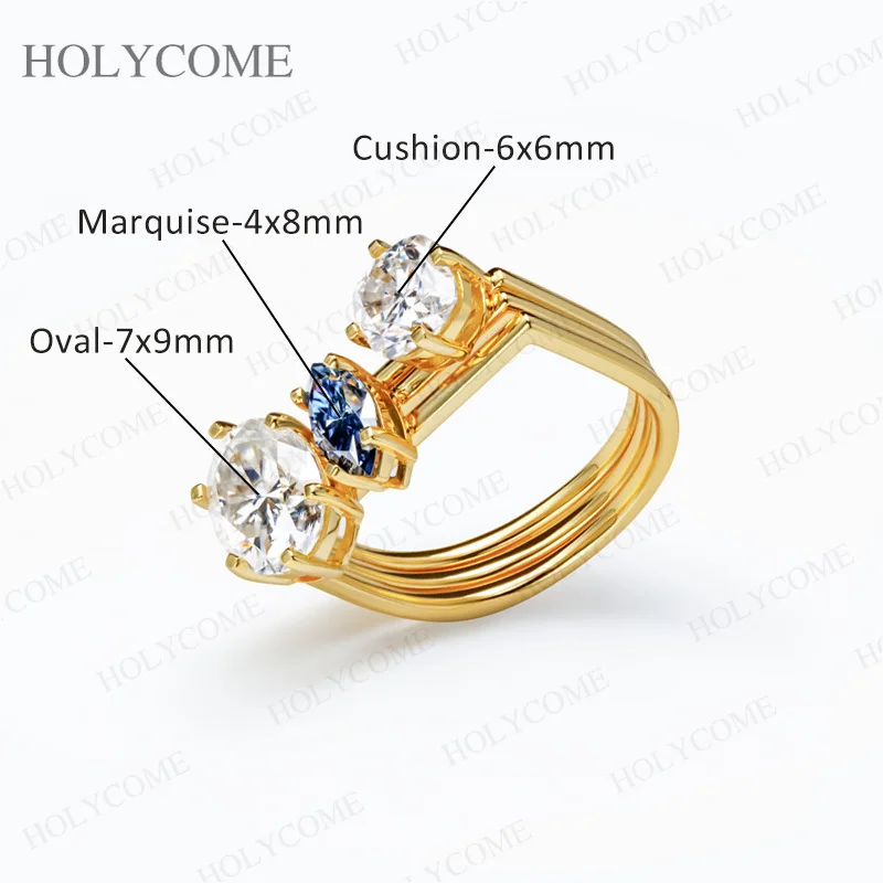 Ring aus S925 Silber, einzigartig, unregelmäßig, stapelbar, mit gemischten Moissaniten und Paraiba-Saphiren, geschichtet, INS Viral Fashion Schmuck – Detail 2