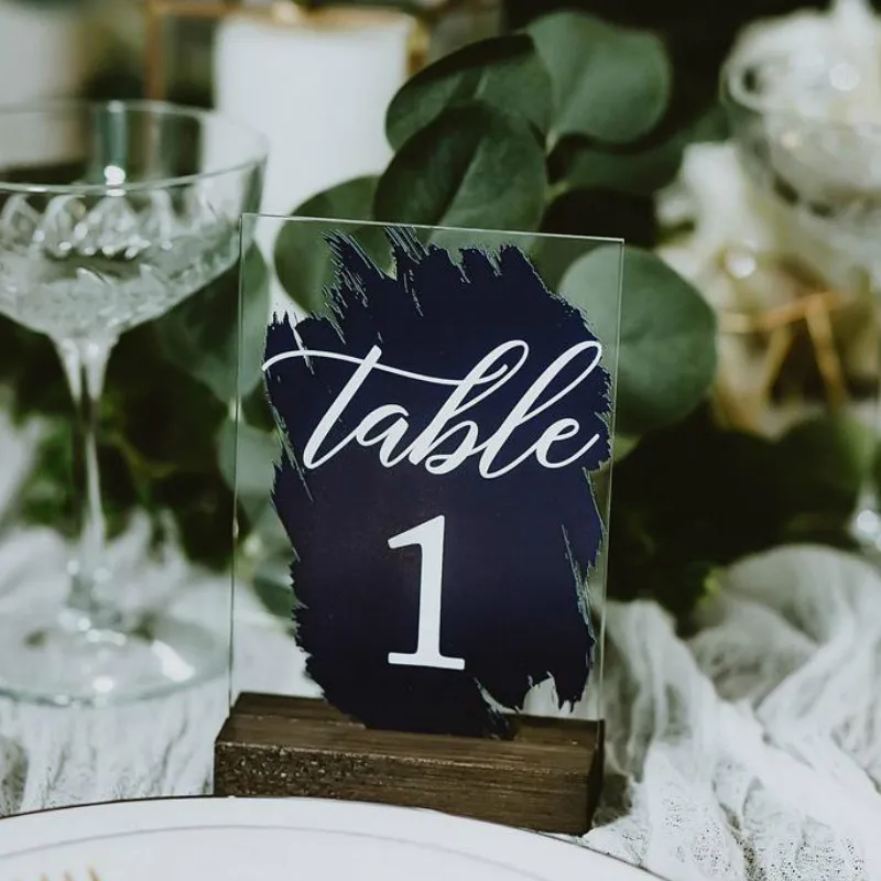 

Wedding Table Numbers Wedding Decoration Clear Glass Look Acrylic Table Number Sign with Stands Perspex Modern Sign