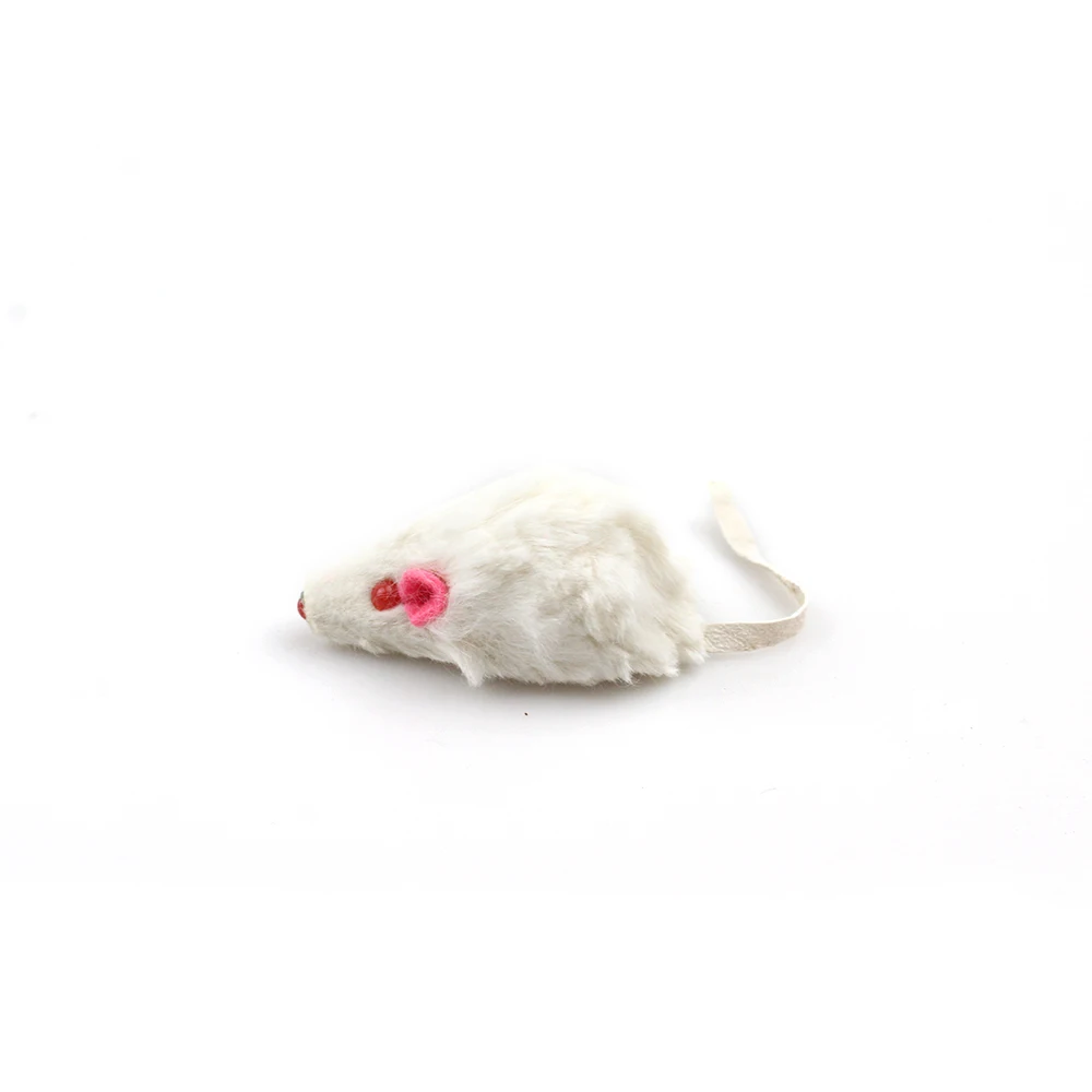 HOT 12Pcs False Mouse Cat Pet Toys Cat Long-Haired Tail Mice Sound Rattling Soft Real Rabbit Fur Sound Squeaky Cat Toy