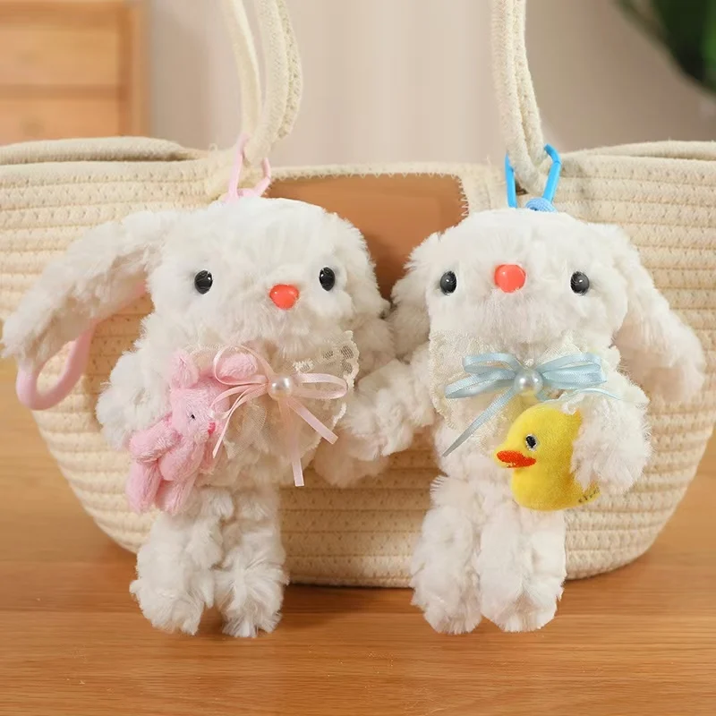 Cute rabbit keychain rabbit doll birthday gift girl accessories handbag jewelry plush rabbit pendant car keys