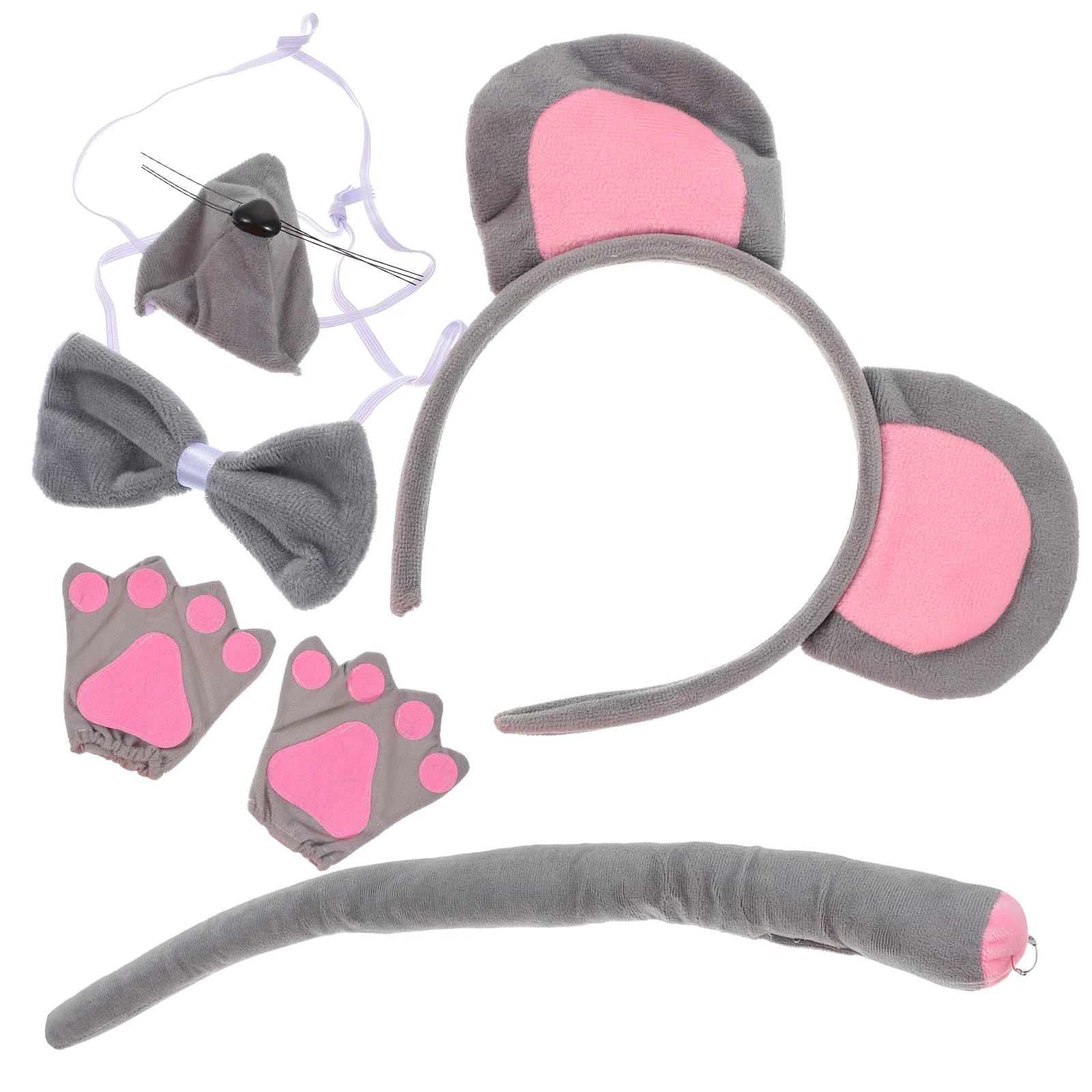 

1 Set Mouse Costume Cute Mouse Dress Up Headband Bow Tie Nose and Tail Gloves Photo Prop Kids Mouse Costume