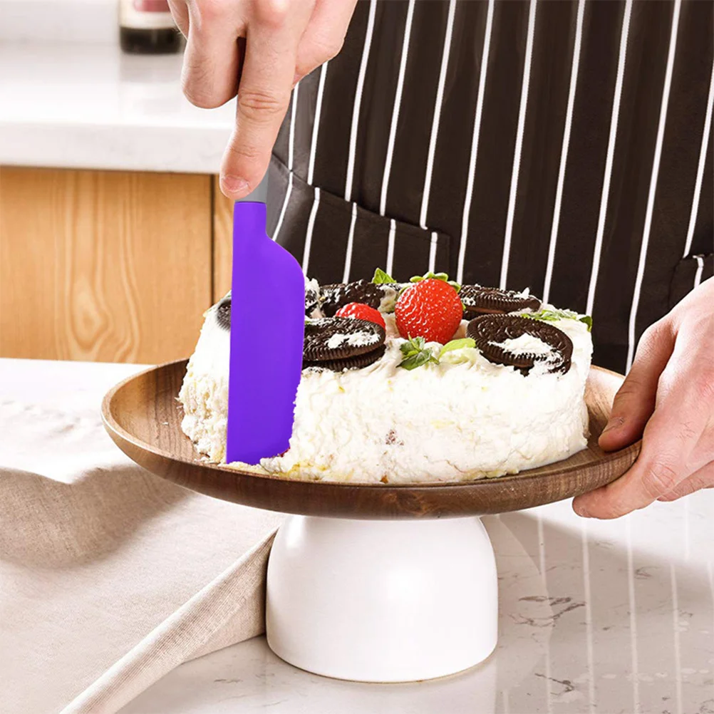 

Dessert Cream Scraper Purple Silicone Spatula Tail Hanging Hole Design Portable Lightweight Kitchen Baking Tool