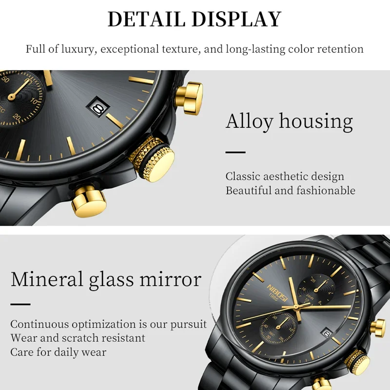 NIBOSI Watches for Men Top Luxury Brand Quartz Men\'s Watch Sport Waterproof Wrist Watches Chronograph Date Relogio Masculino