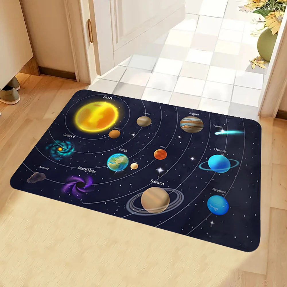 2D Flat-1pc Galaxy Door Floor Mat , Suitable for entrance, kitchen, living room, rectangular carpet decoration.